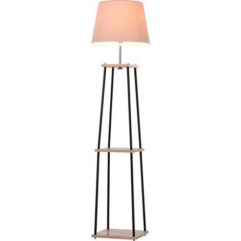 Lampadaire étagère EIFFEL Noir et beige (1/5)
