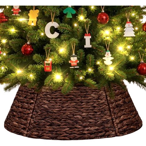 Copri base albero cesto rattan decorativo solido marrone 106 cm (1/5)