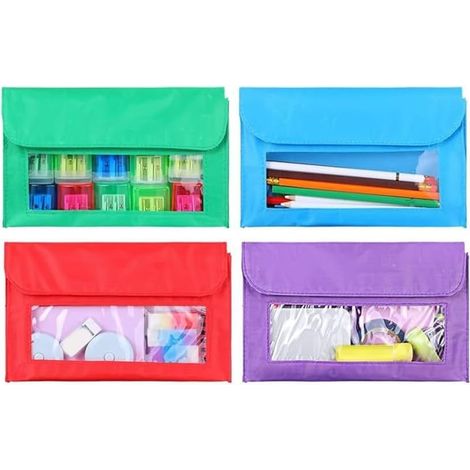Lot de 4 étuis de rangement magnétiques pour tableau blanc pour réfrigérateur - Pour organiser les marqueurs, gommes et fournitures scolaires - Bleu, vert, violet, rouge, 12,7 x 22,9 x 2,5 cm (1/5)