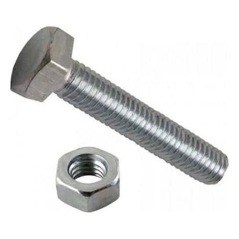 KIT 10 BULLONI ZINCATI TESTA ESAGONALE + 10 DADI ZINCATI -Varie Misure M8x20