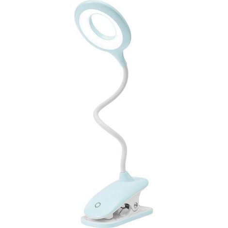 LED-Leselampe mit Klemmbefestigung, Schreibtischlampe für Kinder mit flexiblem Hals, USB-aufladbar, für E-Reader, zum Lernen und Arbeiten, Blau