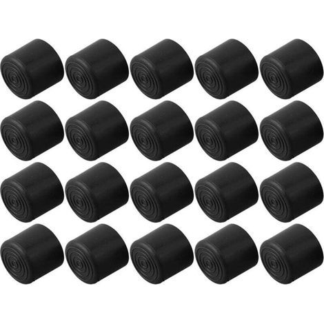 Lot de 20 embouts de chaise en caoutchouc pour pieds de table de sol, évite les rayures, matériau PVC noir (22 mm) (1/4)
