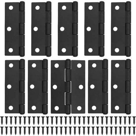 10 schwarze Türscharniere – 75 mm (3 Zoll) Schranktürscharniere mit 60 schwarzen Schrauben, Innentürscharniere für Wohnmöbel, Holztürscharniere