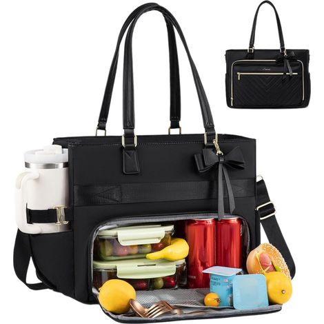 Sac isotherme pour femme avec grand porte gobelet, imperméable motif nœud de pique nique portable (1/4)
