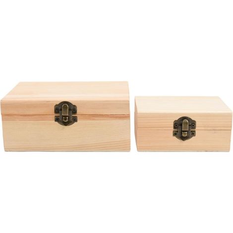 Boîte à bijoux en bois avec couvercle à boucle rabattable, boîte de rangement en pin naturel pour bagues, colliers, boucles d'oreilles et cartes postales, élégant organisateur de décoration (1/5)