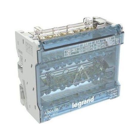 LEGRAND 400408  Répartiteur de jeu de barres modulaire étagé 4P 125A 10 sorties 6 modules