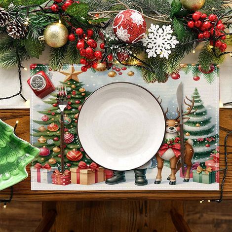 Placemat De Noël - Isolation Thermique - Protection Table - Motif Imprimé Festif - Taille Unique (1/5)