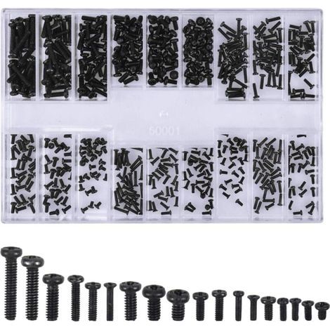 500 Pièces Kit de Vis, Vis à Tête Fraisée, Vis Micro de Kits D'outils de Réparation pour la réparation Ordinateur, Eyewear, montre, bijoux, facile à porter, M1.2 M1.4 M2, Noir AIPERQ (1/4)