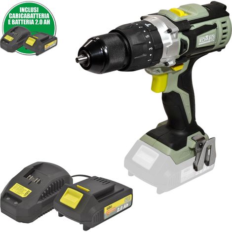 TRAPANO AVVITATORE A PERCUSSIONE + BATTERIA LI-ON 2.0Ah E CARICABATTERIA