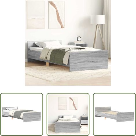 Cadre de lit bois -  Cadre de lit sans matelas sonoma gris 75x190 cm (1/5)