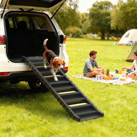 Noir - Rampe pliante pour chien 154 cm rampe pour lit auto doté de 10 marches antidérapantes charge 68 kg (1/4)
