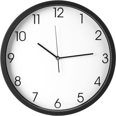 Diese moderne Wanduhr zeichnet sich durch präzise und gut lesbare Zeitanzeige aus, ist batteriebetrieben für einfache Bedienung und besteht aus robustem Kunststoff, um Zuverlässigkeit zu gewährleisten