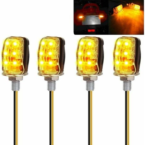 4pcs Mini Clignotant E-Marqué 6LEDs Feu Indicateur Universel Étanche Lumière Ambre M6 pour Moto Motocyclette Bicyclette Scooter Quad Cruiser (1/5)