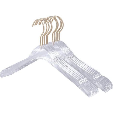 Set mit 10 transparenten Acryl-Kristallkleiderbügeln mit Einkerbungen für hochwertige Hemden und Kleider