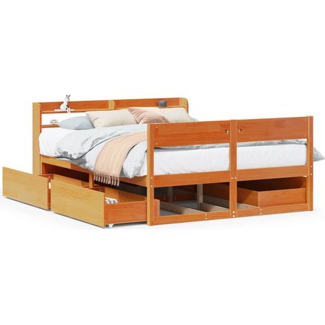 Maison Exclusive - Letto senza Materasso Marrone Cera 135x190 cm in Legno di Pino