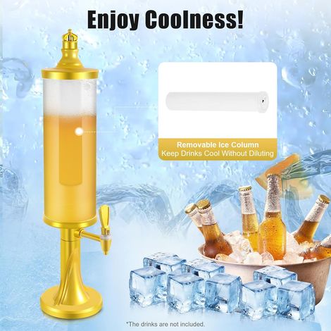Distributeur de bière 3 l - Distributeur de boisson froide avec éclairage LED et colonne de glace - Pour bar et fête - Transparent et léger (1/5)