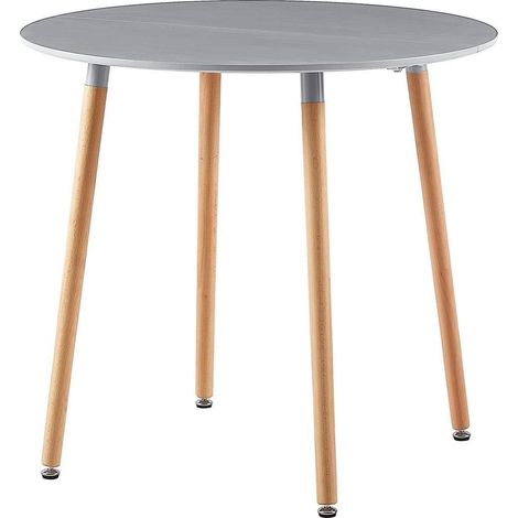 Runder Esstisch 80x75cm Grau skandinavisch für 2-4 Personen Holzoptik (1/5)