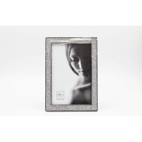 Cornice per Foto in Metallo Mascagni M406 Linea Silver Waves con Lustrini, 25,4 x 20,3 cm (1/4)