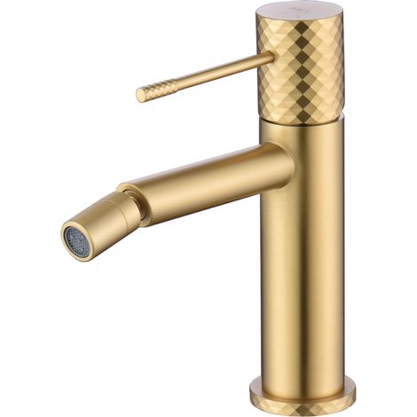 Grifo monomando para bidé con tecnología cold open hecho de latón con acabado oro cepillado Genova de Imex (1/2)
