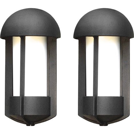 2er Set Außenwandleuchte / Wandlampe TYR, Alu schwarz lackiert, Acrylglas opal (1/3)