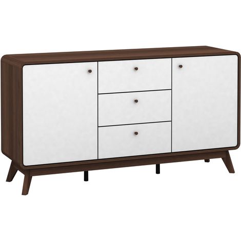 Buffet avec 2 portes et 3 tiroirs en effet noyer blanc (1/5)