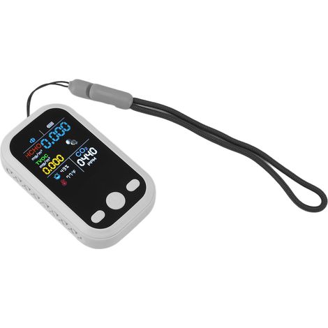 Moniteur de qualité de l'air 5 en 1 multifonctionnel, intelligent et portable, détecteur de CO2, d'humidité et de température pour l'intérieur de la maison (blanc) (1/5)