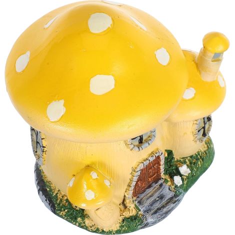 Feenpilzhaus aus Kunstharz mit kompakter Form und gelber