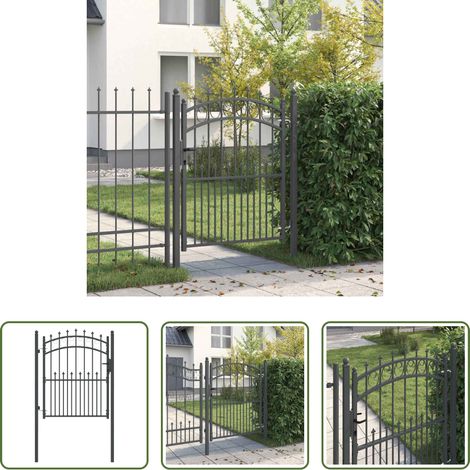 vidaXL Gartenzaun - Zauntor mit Spitzen Grau 150 x 100 cm Pulverbeschichteter Stahl (1/5)
