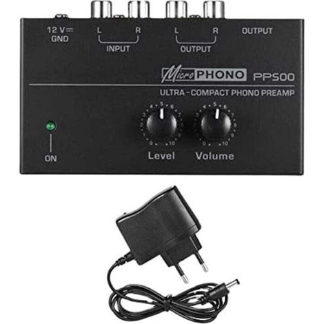 Préamplificateur Phono Compact avec Contrôle de Volume et Prise USB pour Platine Vinyle