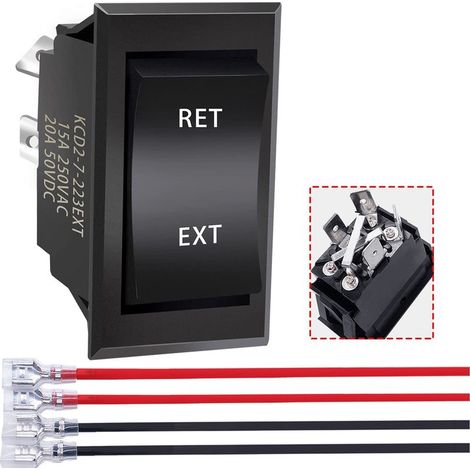 Commutateur inverseur de polarité 12V – 3 positions momentané – DPDT 4 broches – Courant 20A pour contrôle moteur DC - KCD2-7-223-4P-X (1/5)