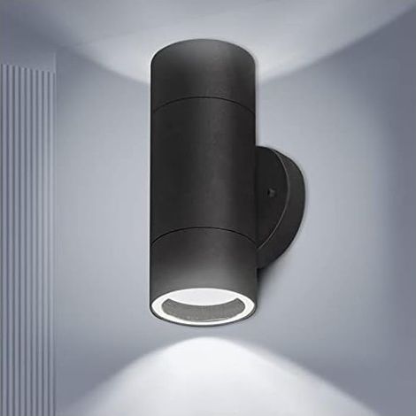 Applique murale d'extérieur étanche IP54 - Moderne - En acier inoxydable - Design cylindrique - Pour intérieur et extérieur – Noir (1/5)