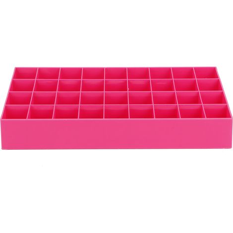 Porte-rouges à lèvres à 36 compartiments, présentoir pour maquillage et baumes à lèvres, boîte de rangement cosmétique de bureau, dimensions des compartiments : 2,8 x 2,6 cm, rose. (1/5)