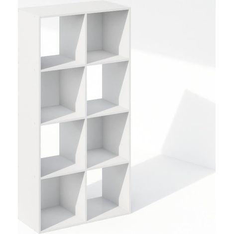 Étagère, Bibliothèque À 8 Cubes, Étagère De Rangement Horizontale, 11,7 X 23,7 X 47 Cm, pour Salon, Chambre, Bureau, Blanc (1/5)
