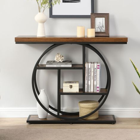 Console Table 4 Tier Storage Narrow Hallway Entryway Sofa Table Industrial (1/5)