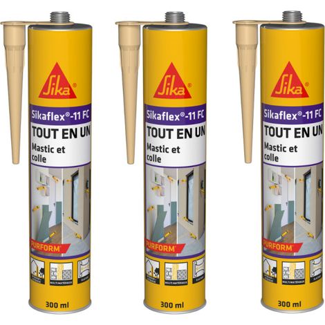 Lot de 3 mastics colles multi-usages SIKA Sikaflex 11 FC Purform - Beige - 300 ml