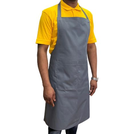 Tablier de cuisinier unisexe, résistant, confortable avec poche frontale, lavable pour cuisine, bar, restaurant, boucherie et traiteur, gris, L (1/5)