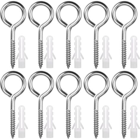 10 Pièces Œillets de Vis en Acier Inoxydable M6 x 80 mm Piton à Visser Lourde Vis à Œillet Crochet à Visser pour Hamacs, Auvents, Fauteuils Suspendus (1/5)