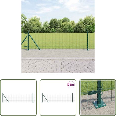 Terrassenzaun - Zaun mit Pfosten Grün 0,6 x 25 m Stahl und PVC (1/5)