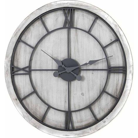 Williston Wall Clock - Metal/Wood - L5 x W60 x H60 cm - Silver/White