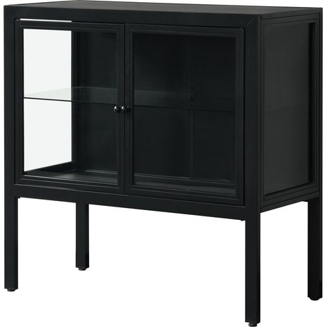 AdrianniArmoire avec 2 portes vitrées en métal noir (1/5)