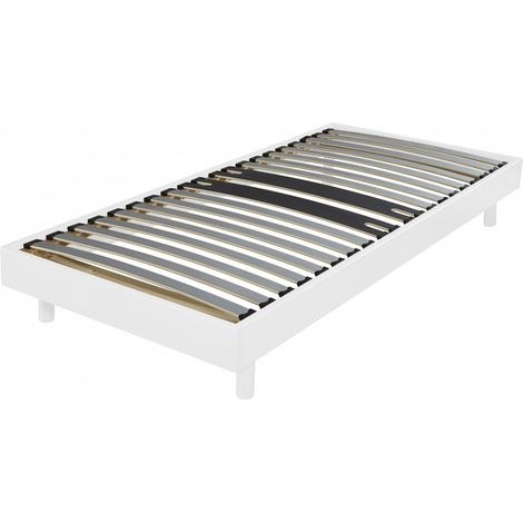 Sommier déco en Kit + pieds 90x190 - Decokit 18 lattes bois - Blanc - H. 13 cm (1/4)