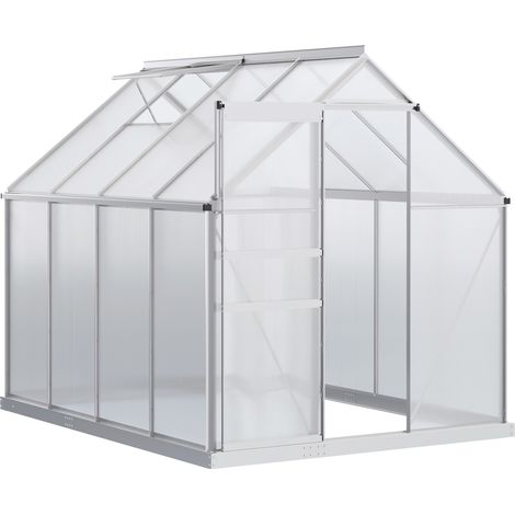 190 x 253 cm Walk-In Polycarbonate Greenhouse - Silver-Tone