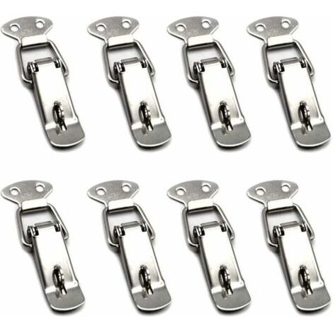8 Pièces Fermeture a Levier Fermeture à Ressort Loquet Bascule en Acier Inoxydable Pour Coffre à Outils,Tiroir,Armoire et Coffre - Silver (1/5)
