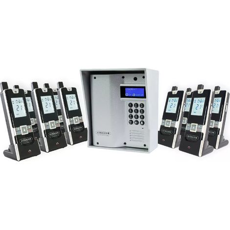 Interphone 600 mètres sans-fil longue portée autonome digicode écran LCD - UltraCOM3 visière argentée + 9 combinés (1/5)