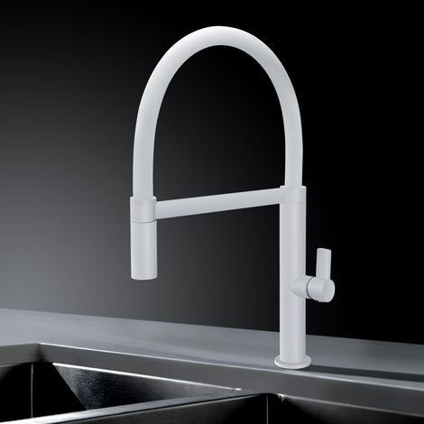 IMEX - grifo monomando de cocina extraíble blanco (1/5)