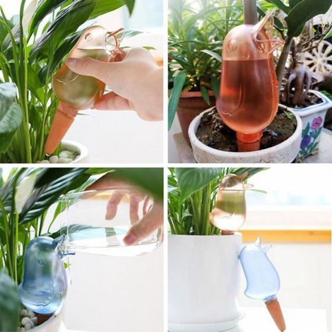 Goutteur arrosage automatique design oiseau transparent pour plantes d'intérieur et extérieur, maison, bureau, vacances - lot de 2 pièces (1/5)