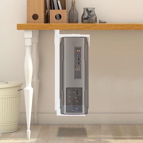 Verstellbare PC-Halterung, Untertisch/Wand PC-Halterung, Computerhalterung aus Kaltgewalzter Stahl für die meisten PC- oder Computergehäuse, 30kg (Weiß) (1/5)