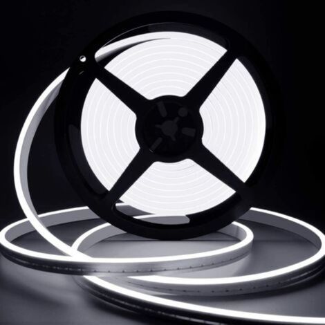 Ruban LED de 10 m, 24 V, 6000 K, dimmable, néon blanc, IP65, étanche, silicone, flexible, sécable, pour la décoration de chambre et de cuisine.