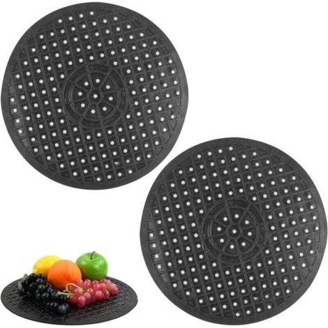 12,5 x 10,5 Zoll große Gummi-Spülbeckenmatte, Spülbeckenschutzmatte (rund, schwarz)