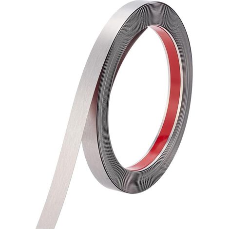 1 rouleau de baguette profilée en métal autocollante en acier inoxydable - Barre murale autocollante en métal - Bandes décoratives pour bords (10 m x 1,5 cm) (1/5)